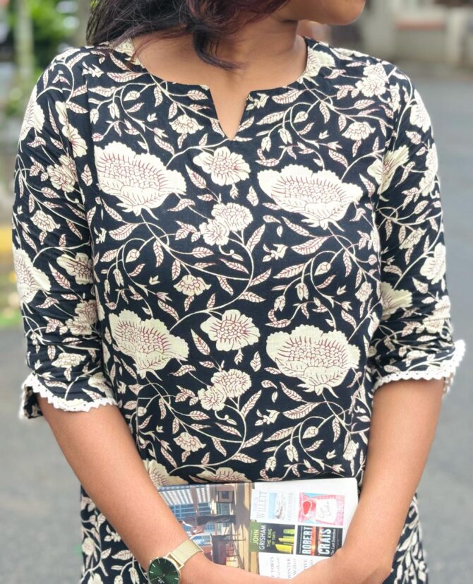 Black Floral Cotton Co Ord Set - Image 4