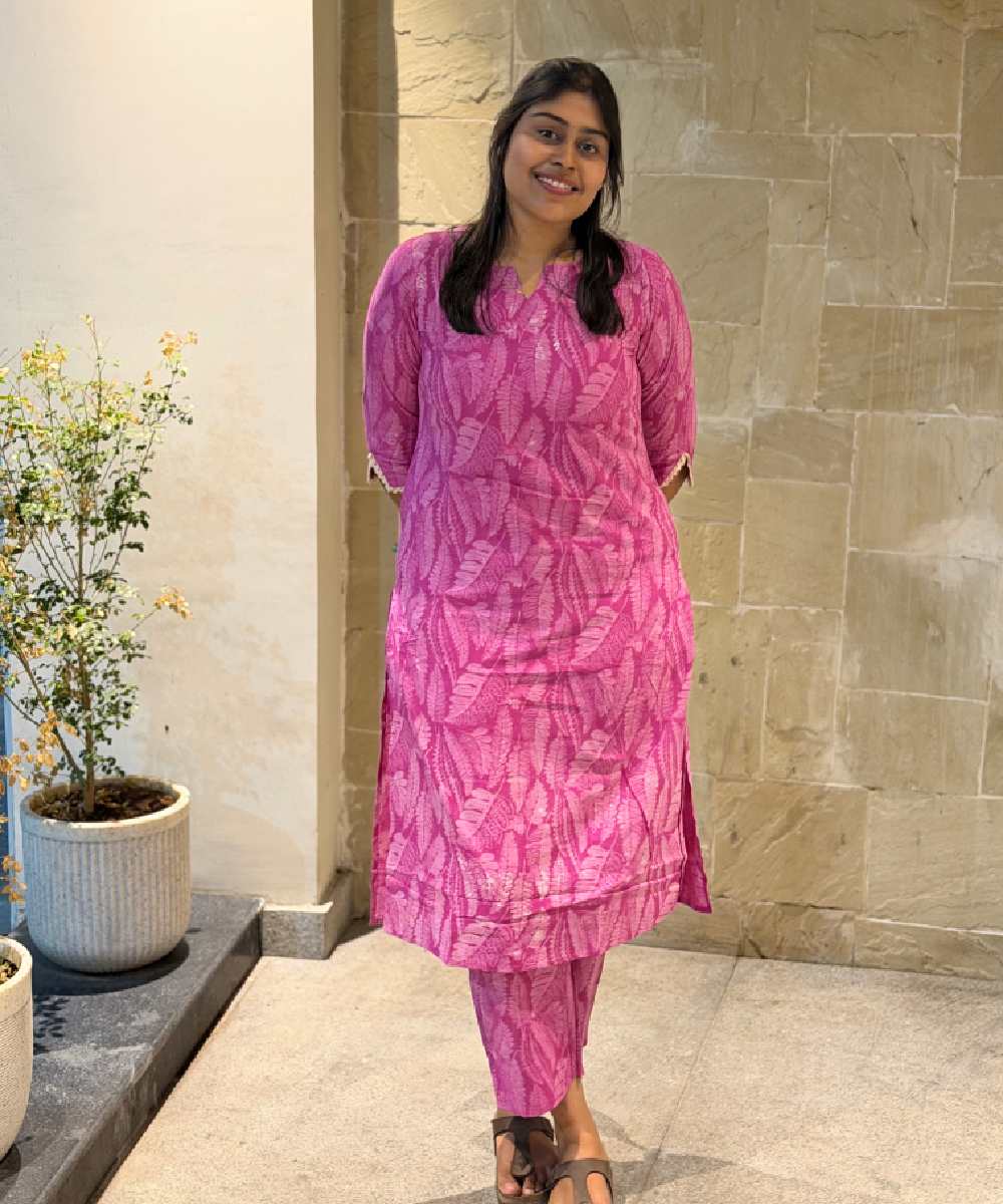 Candy Pink Dabu Cotton Co Ord Set - Image 2