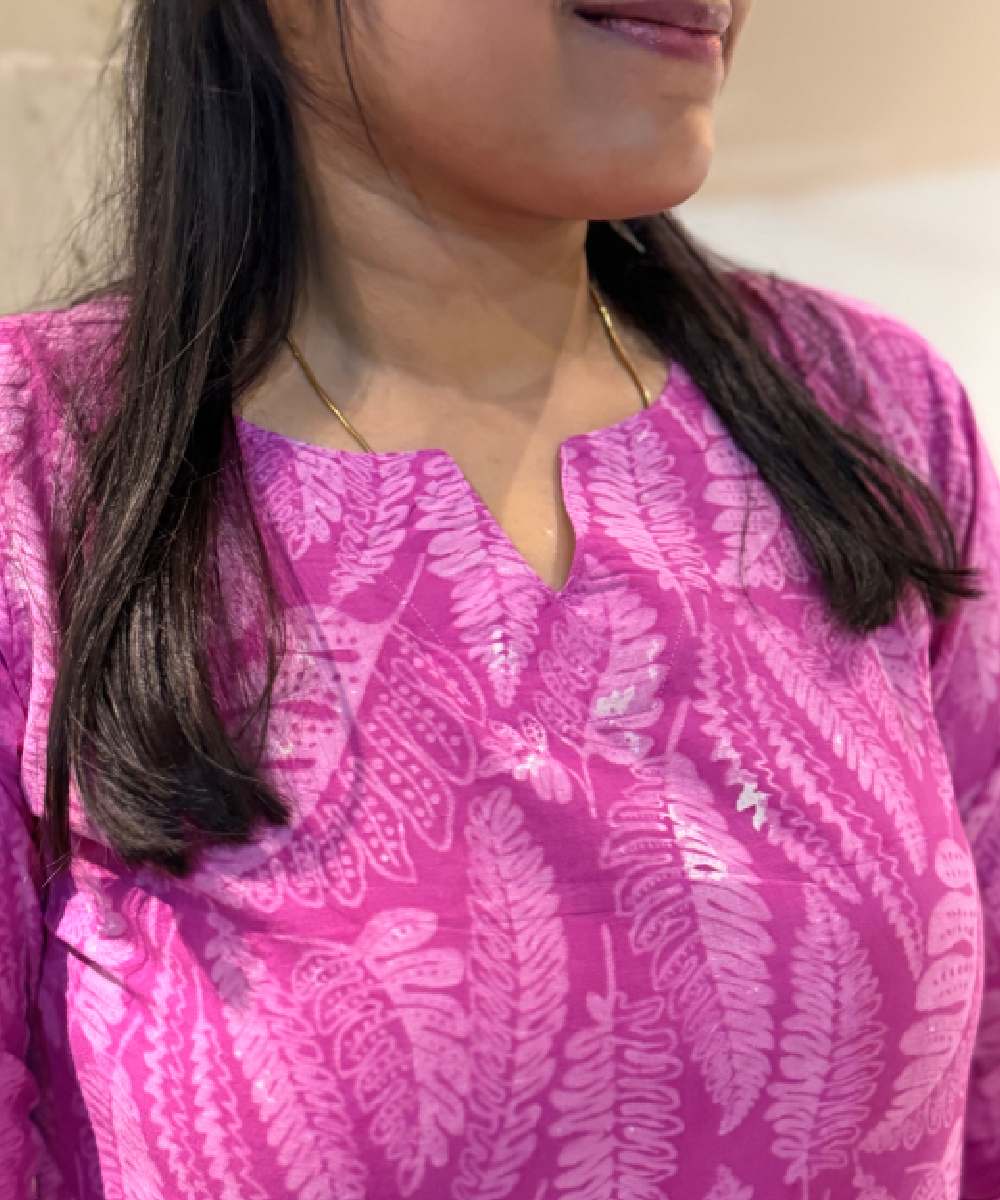 Candy Pink Dabu Cotton Co Ord Set - Image 3