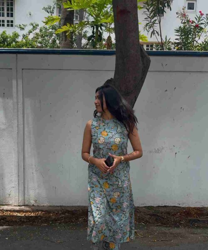 Blue floral cotton Aline co ord set