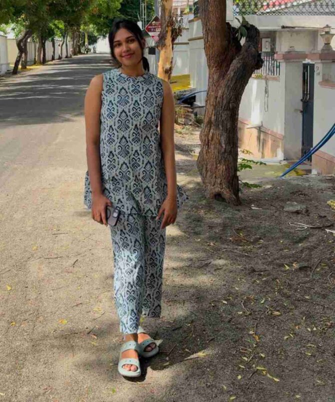 Indigo dabu cotton Aline co ord set