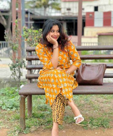 Orange cotton kurta set