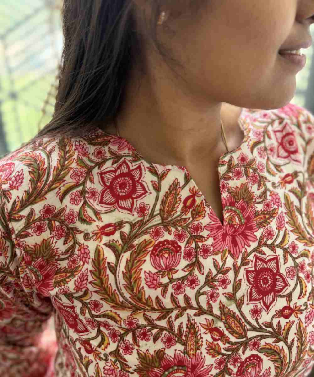 Red Floral Cotton Co Ord Set - Image 2