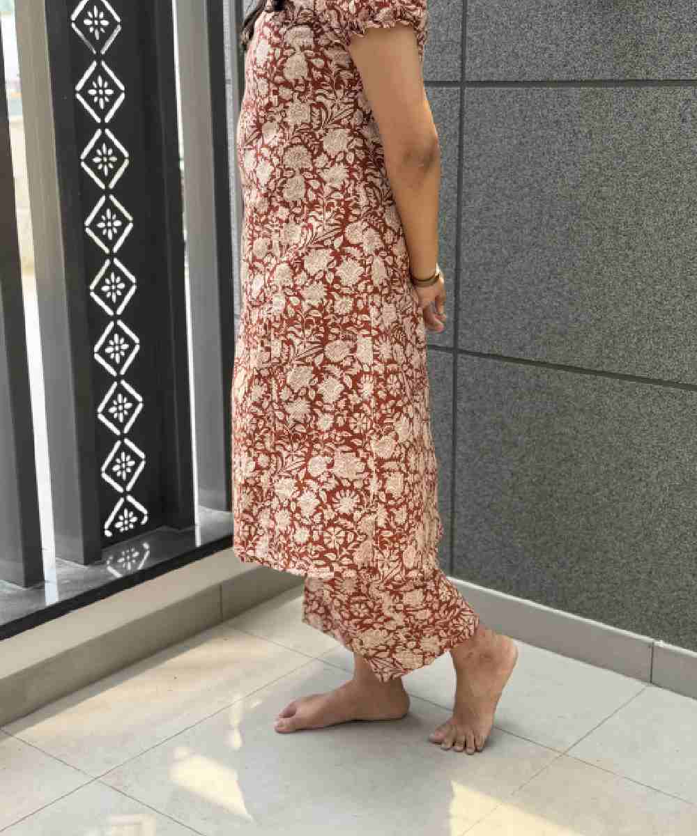 Brown Cotton Panel A line Co Ord Set - Image 2