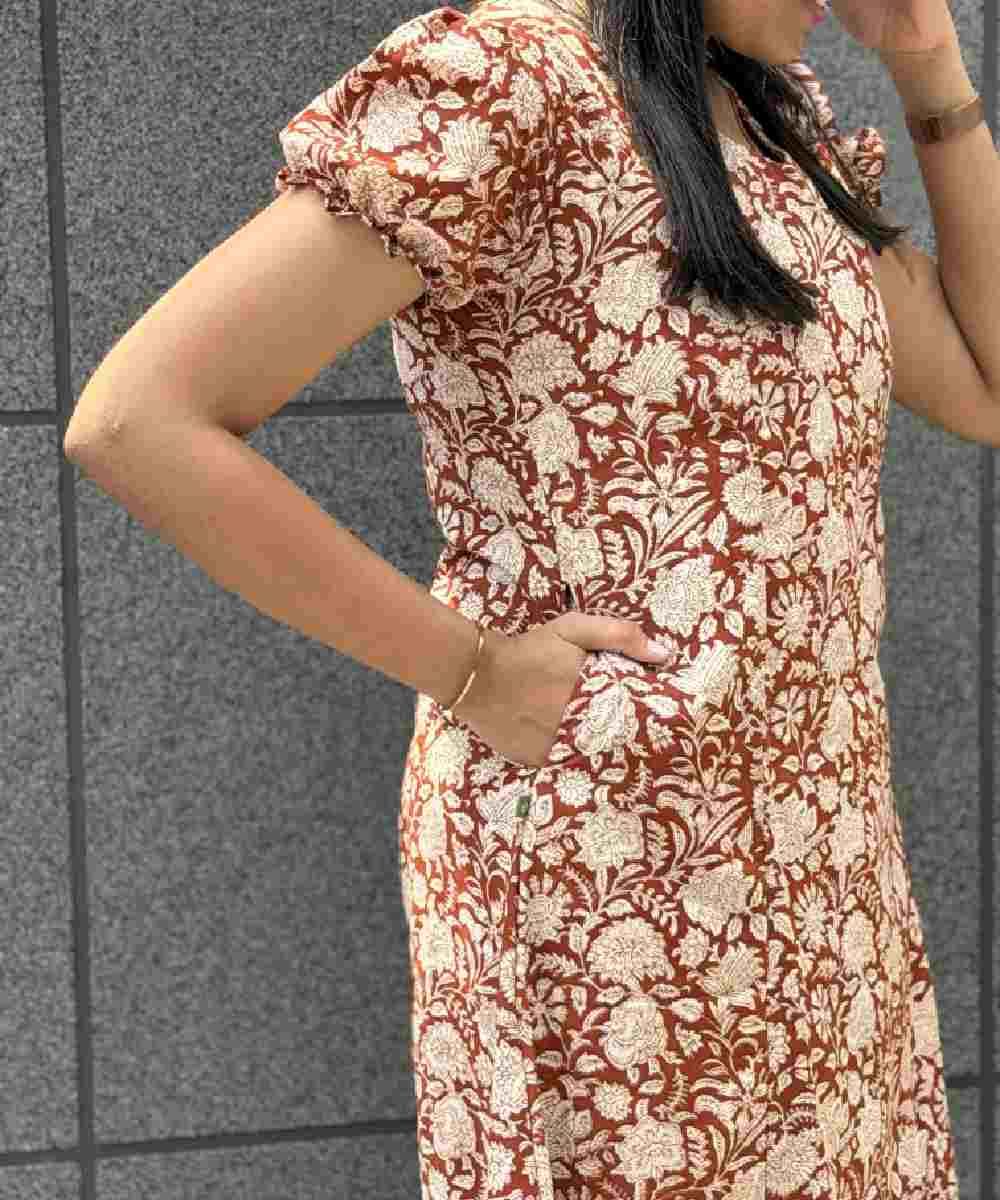 Brown Cotton Panel A line Co Ord Set - Image 5