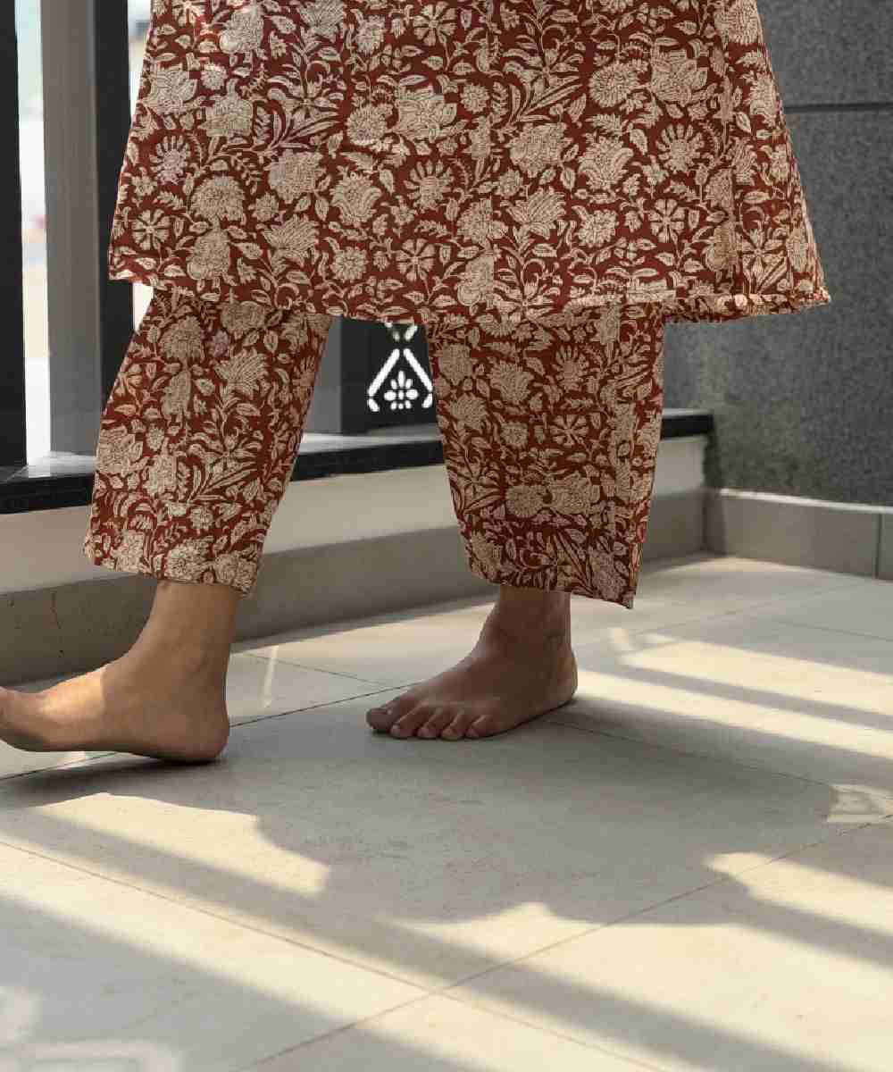 Brown Cotton Panel A line Co Ord Set - Image 6