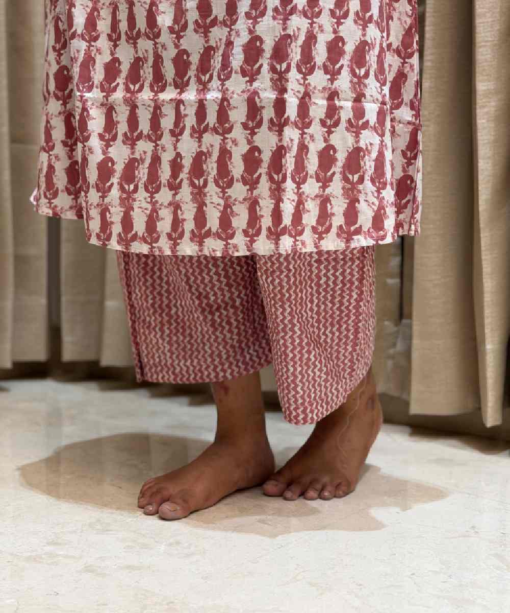 Pink Floral Cotton A line Co Ord Set - Image 3