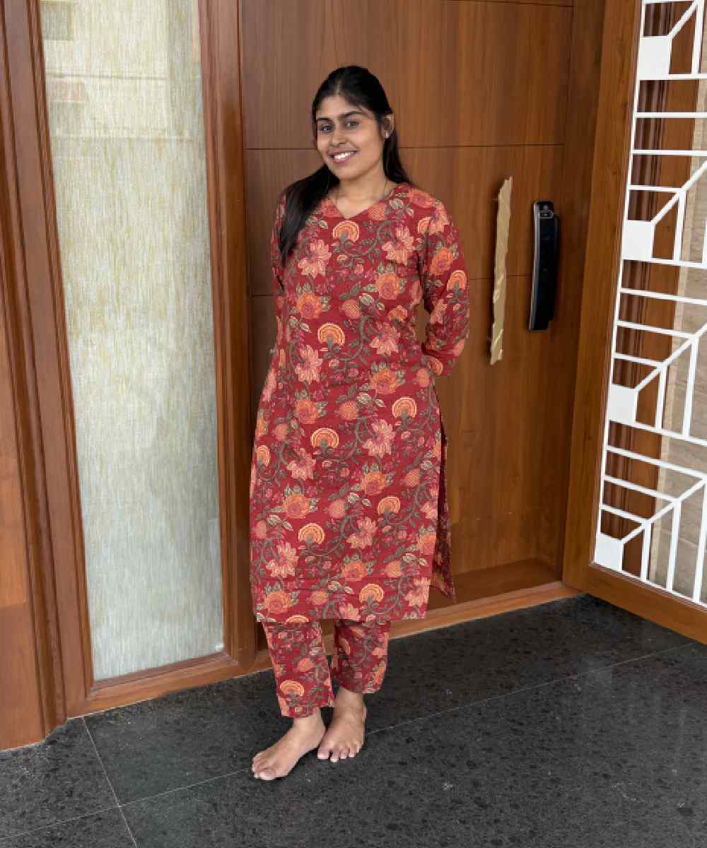 Red Garden Cotton Co Ord Set