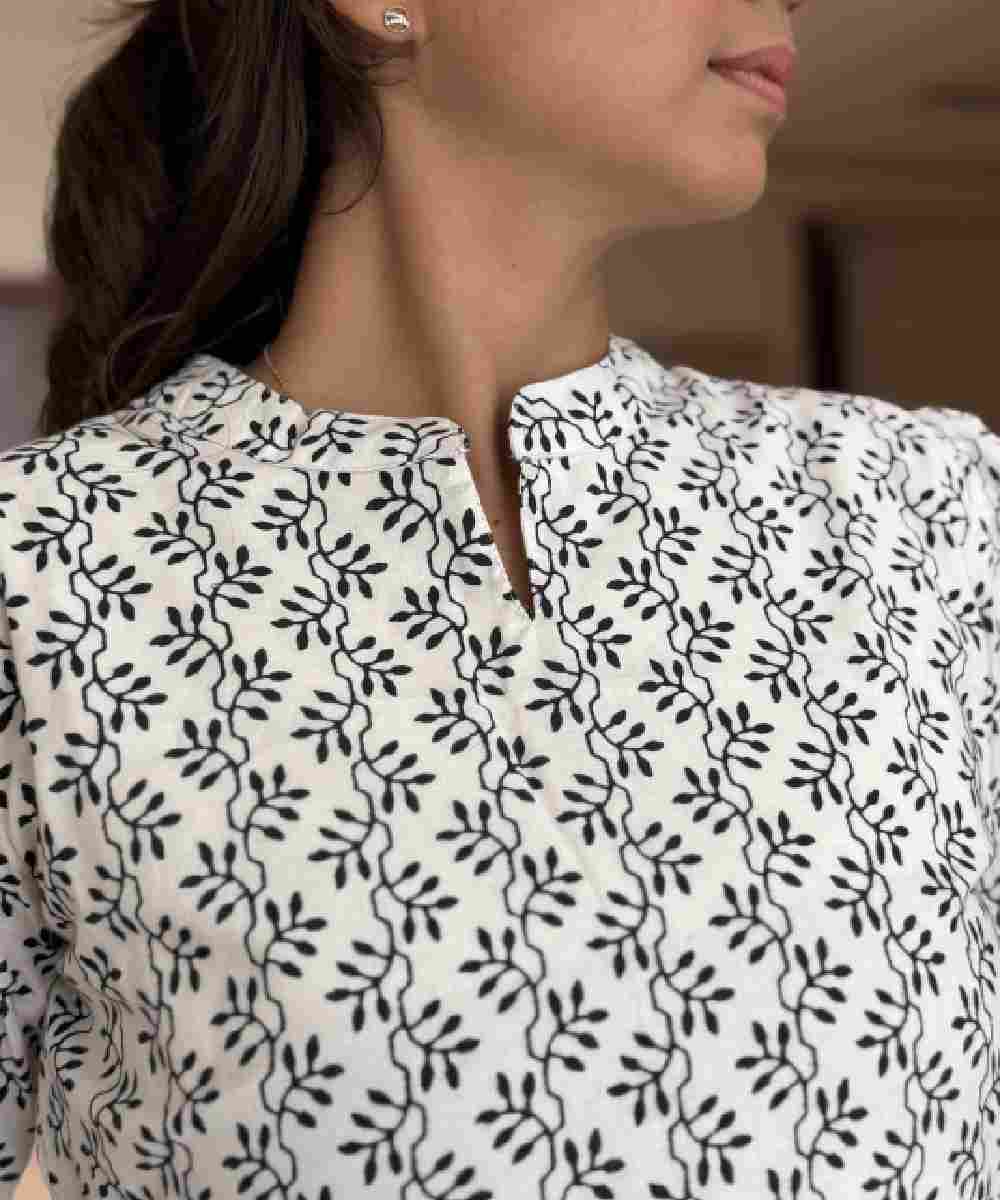 Handblock Cotton White Maxi - Image 3