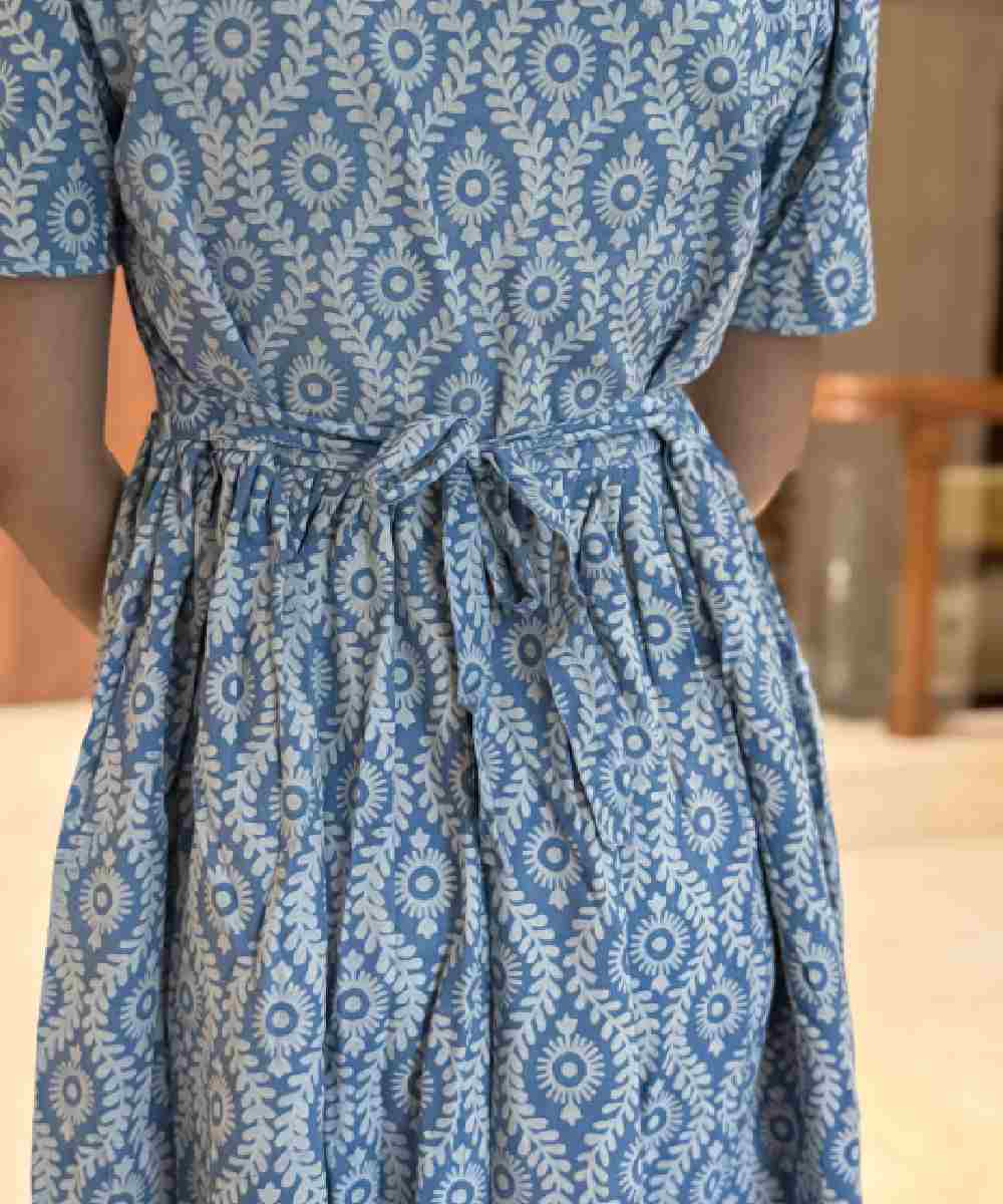 Handblock Blue Cotton Maxi - Image 5