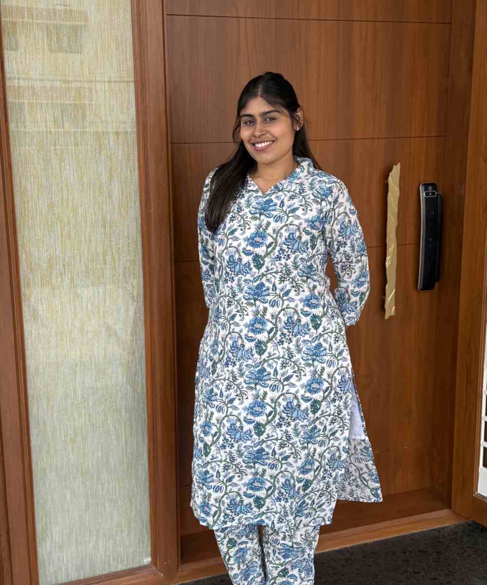 Blue Meadow Handblock Cotton Co Ord Set