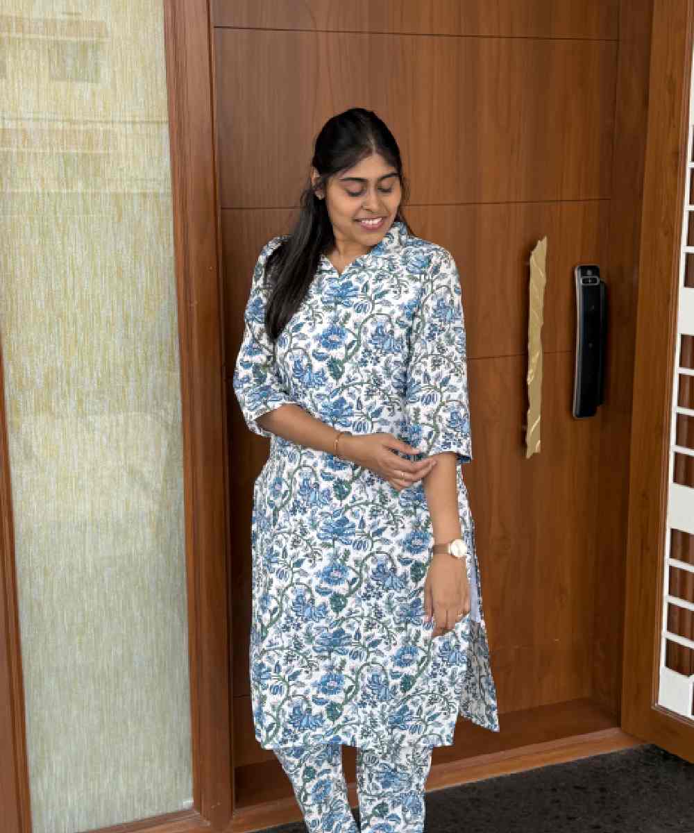 Blue Meadow Handblock Cotton Co Ord Set - Image 2