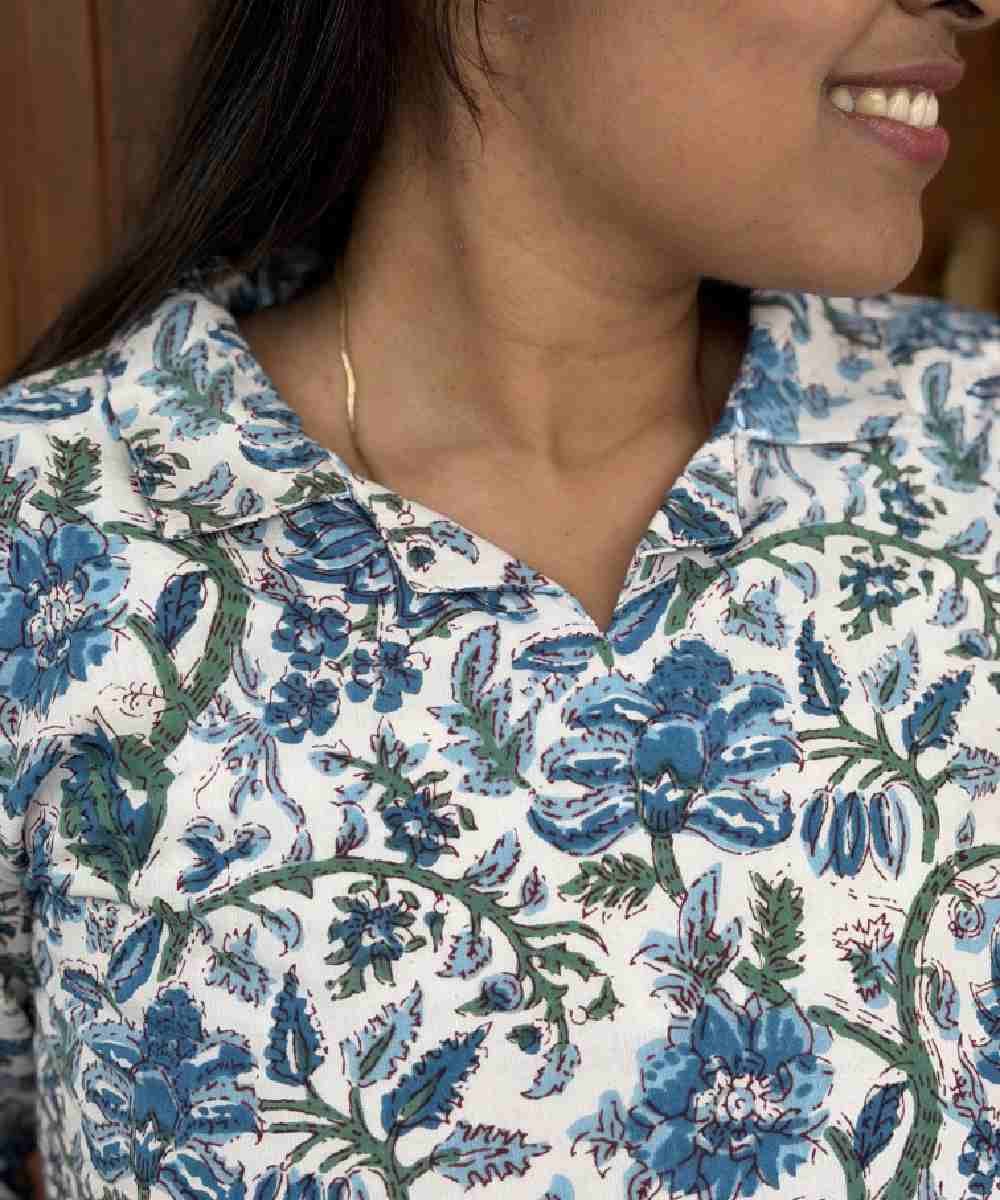 Blue Meadow Handblock Cotton Co Ord Set - Image 4