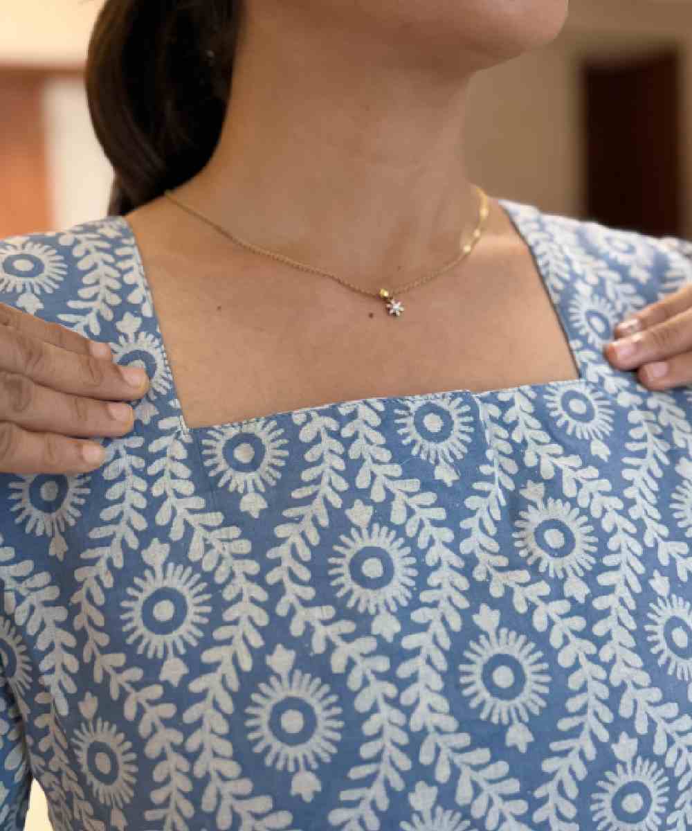 Handblock Blue Cotton Maxi - Image 3